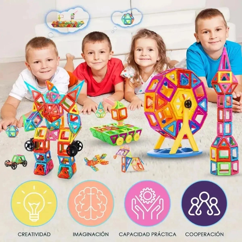 SET DE BLOQUES MAGNE TICOS DE 46 PIEZAS PARA NIÑOS - 4