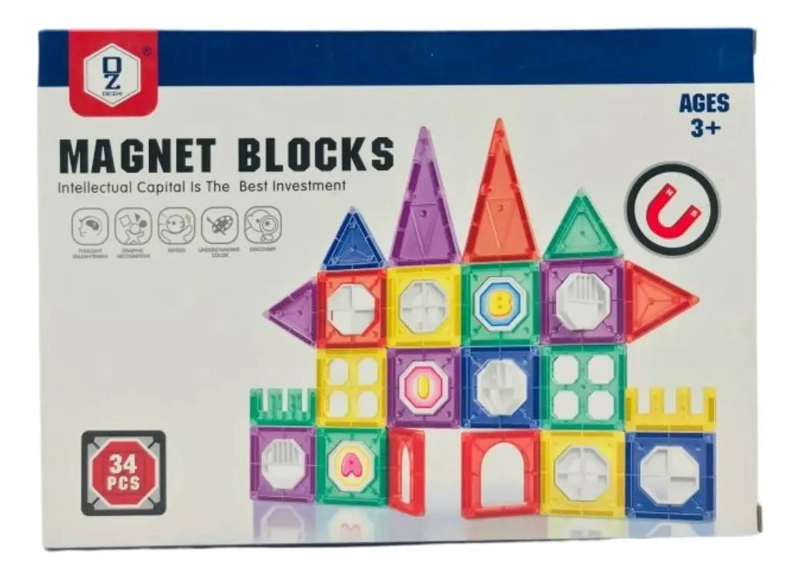 BLOQUES MAGNE TICOS DE CONSTRUCCION DIDACTICOS PARA NIÑOS 34 PIEZAS - 1