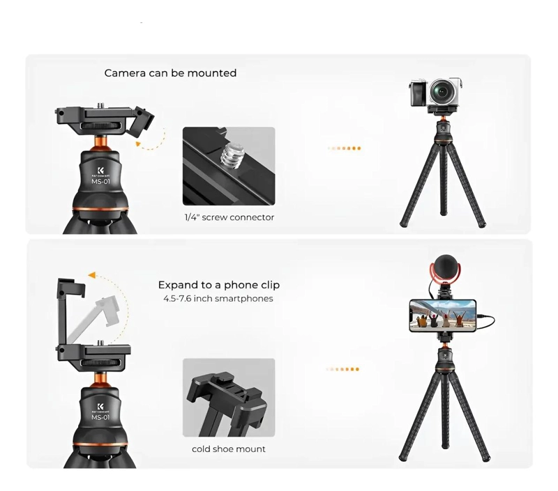 TRIPODE FLEXIBLE COMPACTO PARA CAMARA Y TELE FONO - 4