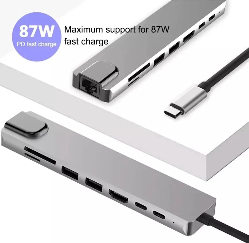 ADAPTADOR USB TIPO C 8 EN 1 CON ETHERNET Y HDMI - 4