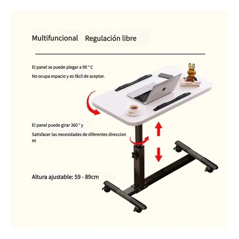 MESA PLEGABLE ELEVADORA PARA NOTEBOOK 55X32CM IDEAL PARA ESPACIOS REDUCIDOS - 3