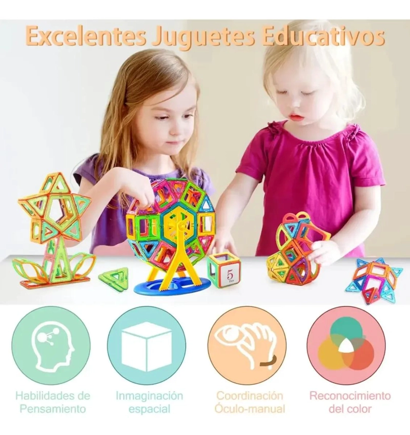 JUEGO DE BLOQUES MAGNE TICOS 46 PIEZAS PARA NIÑOS - 4