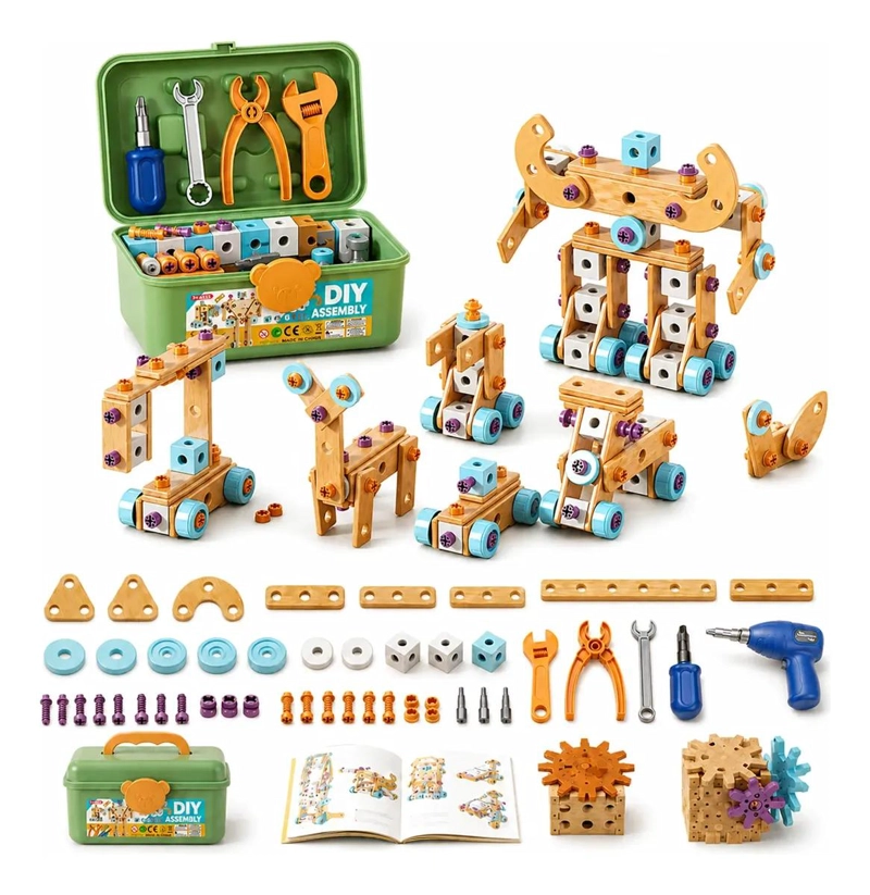 SET DE HERRAMIENTAS DE MADERA PARA NIÑOS 144 PIEZAS - 1