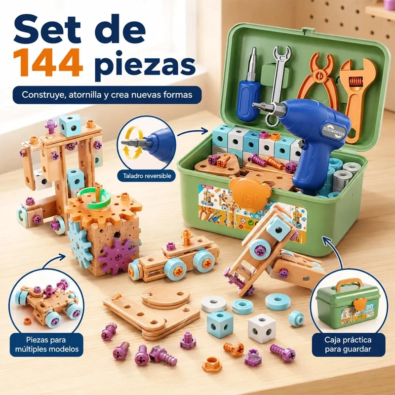 SET DE HERRAMIENTAS DE MADERA PARA NIÑOS 144 PIEZAS - 7
