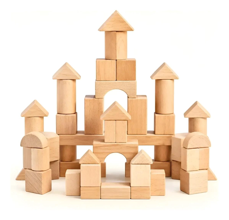 BLOQUES DE MADERA PARA CONSTRUCCION CREATIVA DE CASTILLOS - 1