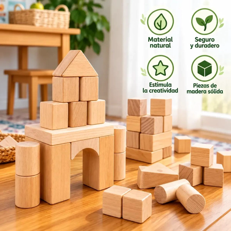 BLOQUES DE MADERA PARA CONSTRUCCION CREATIVA DE CASTILLOS - 4