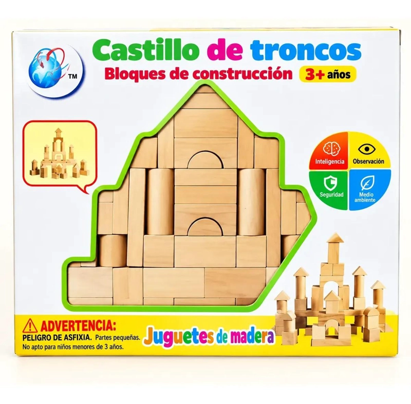 BLOQUES DE MADERA PARA CONSTRUCCION CREATIVA DE CASTILLOS - 6