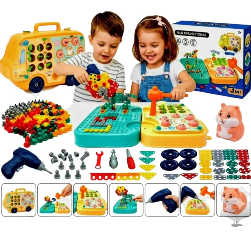 JUEGO DE CONSTRUCCION CREATIVO CON TALADRO ELE CTRICO PARA NIÑOS - 1