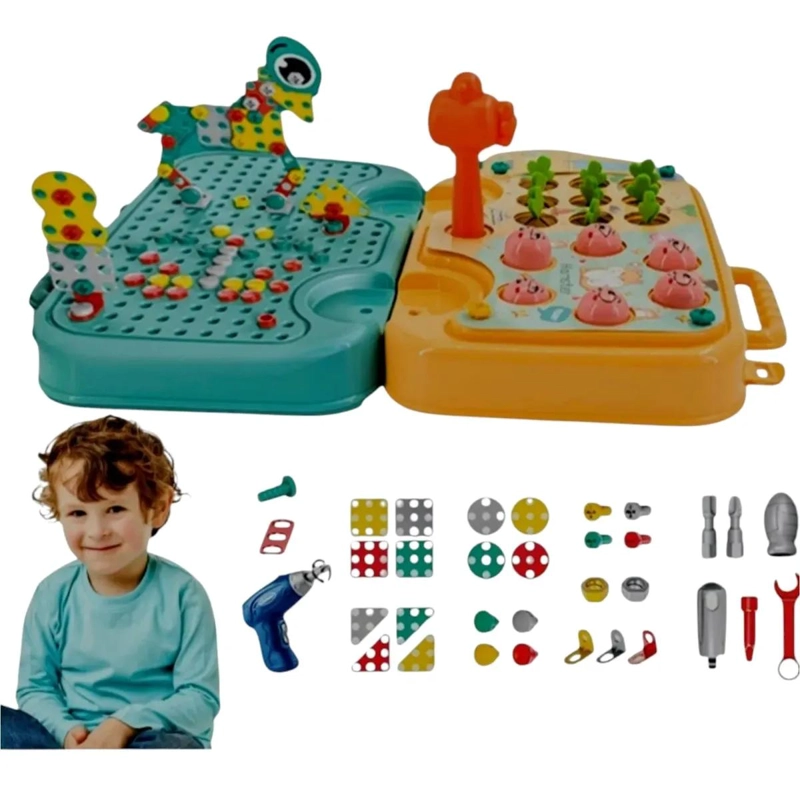 JUEGO DE CONSTRUCCION CREATIVO CON TALADRO ELE CTRICO PARA NIÑOS - 4