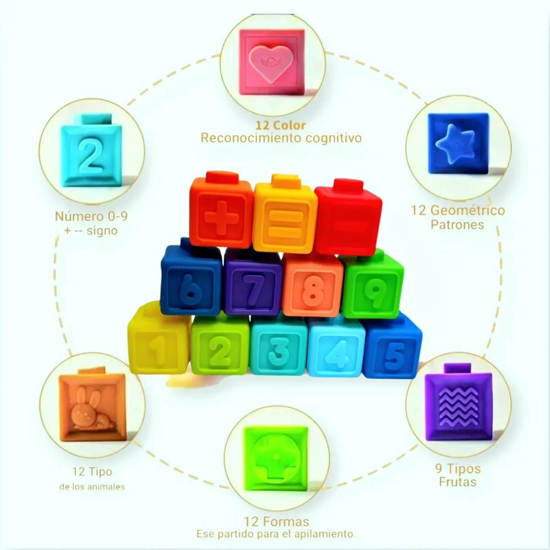 JUEGO DE CUBOS SENSORIALES PARA BEBE S CON SONIDO Y COLORES - 1