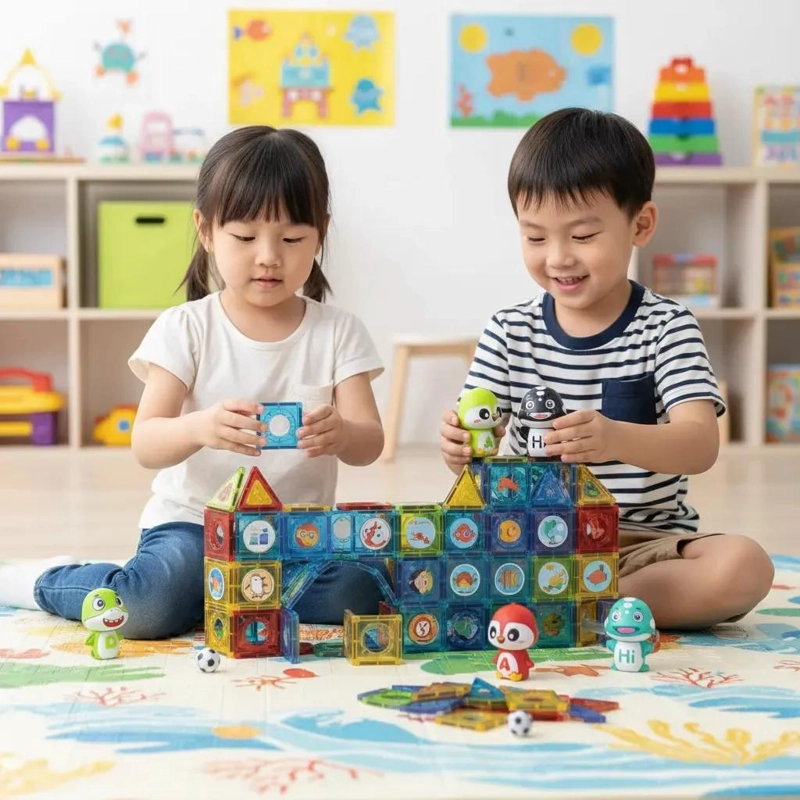 BLOQUES MAGNE TICOS DE CONSTRUCCION OCEANICA PARA NIÑOS - 1