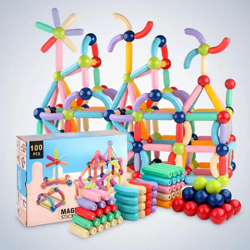 BLOQUES MAGNE TICOS DE CONSTRUCCION 100 PIEZAS PARA NIÑOS - 1