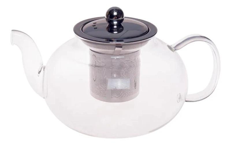 TETERA DE VIDRIO REDONDA CON INFUSOR DE 800ML PARA INFUSIONES - 1