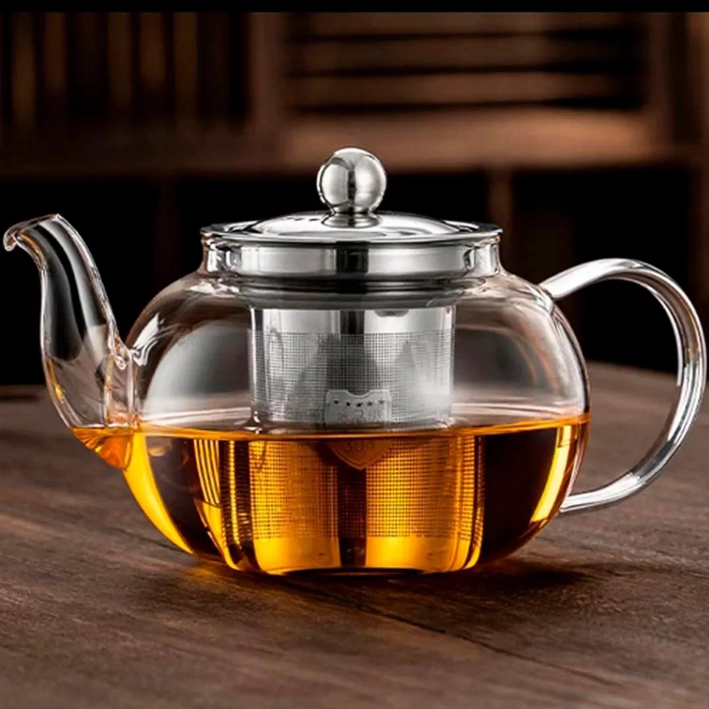 TETERA DE VIDRIO REDONDA CON INFUSOR DE 800ML PARA INFUSIONES - 2