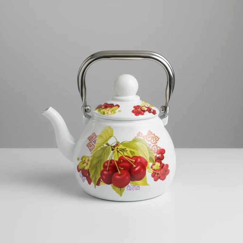TETERA ENLOZADA 1 LITRO CON DISEÑO FLORAL ELEGANTE - 1