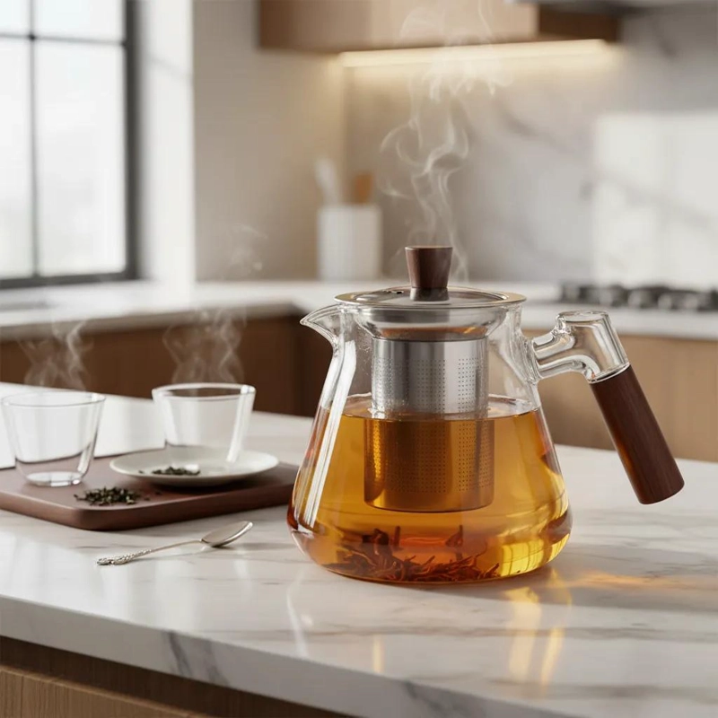 TETERA DE VIDRIO BOROSILICATO CON INFUSOR DE ACERO INOXIDABLE - 1