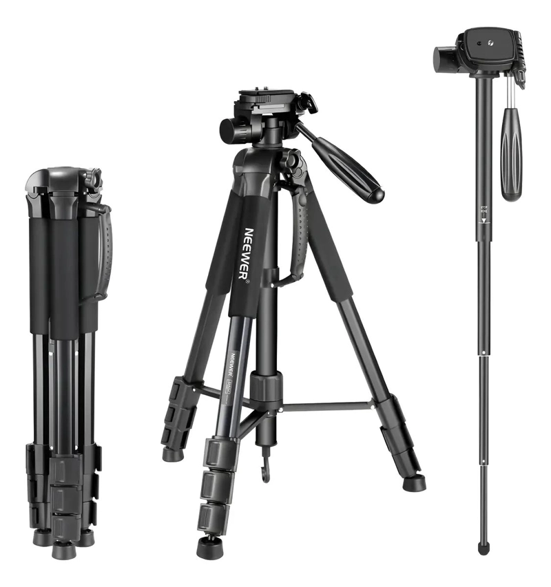 TRIPODE 2 EN 1 DE ALUMINIO PARA CAMARA CON CABEZAL GIRATORIO - 1