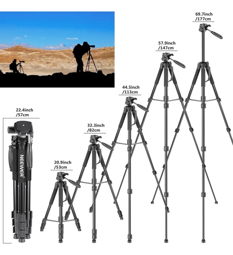 TRIPODE 2 EN 1 DE ALUMINIO PARA CAMARA CON CABEZAL GIRATORIO - 3