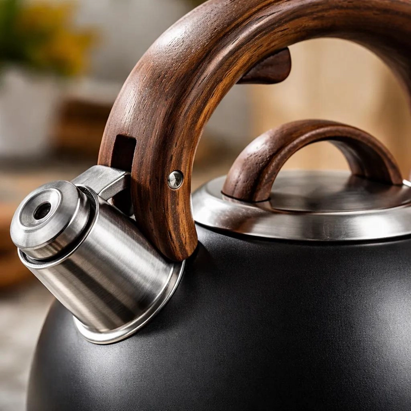 TETERA DE ACERO INOXIDABLE 2.5 LITROS CON MANGO DE MADERA - 4
