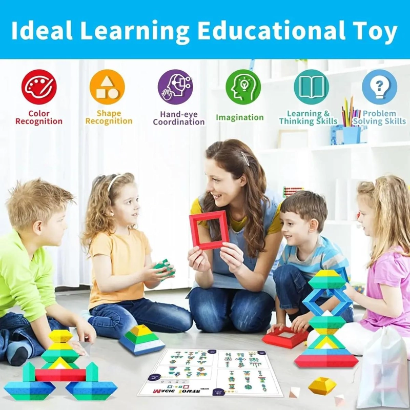 JUEGO DE CONSTRUCCION DE MADERA 32 PIEZAS PARA NIÑOS - 1