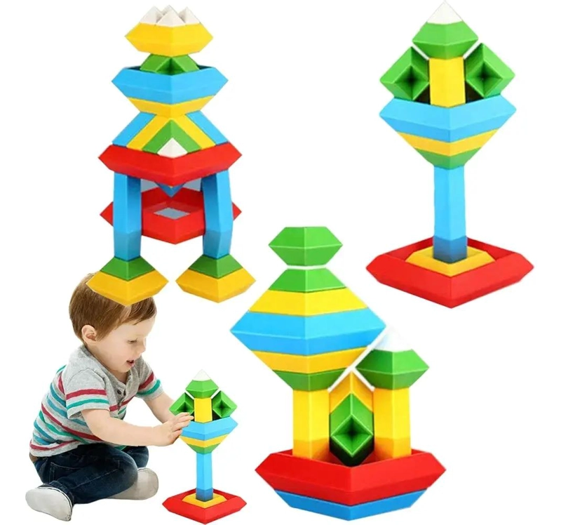JUEGO DE CONSTRUCCION DE MADERA 32 PIEZAS PARA NIÑOS - 3