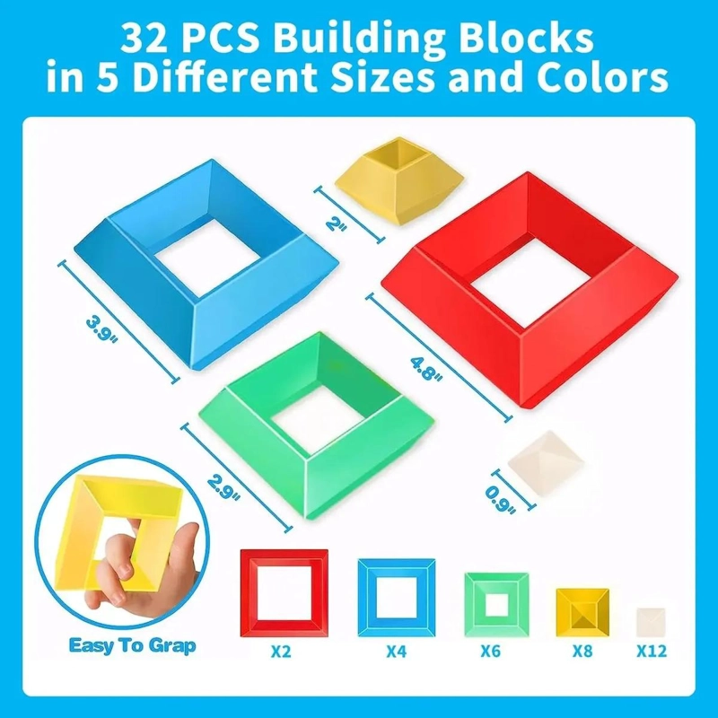 JUEGO DE CONSTRUCCION DE MADERA 32 PIEZAS PARA NIÑOS - 4