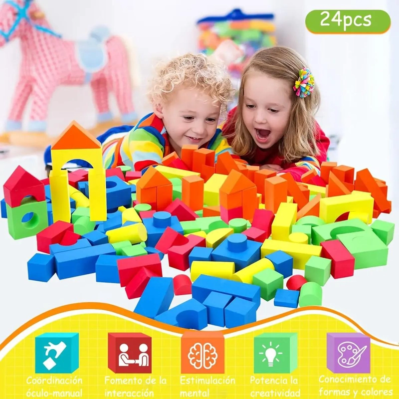 JUEGO DE 46 PIEZAS DE BLOQUES DE ESPUMA EVA PARA NIÑOS - 2