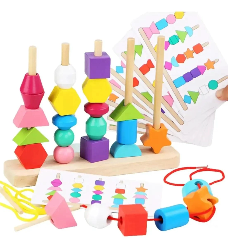 25 PIEZAS DE BLOQUES GEOME TRICOS DE MADERA PARA NIÑOS - 1