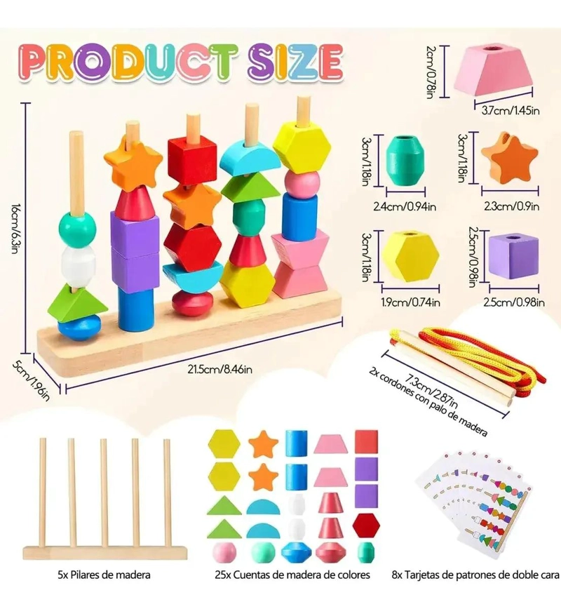 25 PIEZAS DE BLOQUES GEOME TRICOS DE MADERA PARA NIÑOS - 2