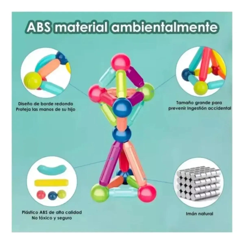 BLOQUES MAGNE TICOS DE CONSTRUCCION 64 PIEZAS PARA JUGAR - 2