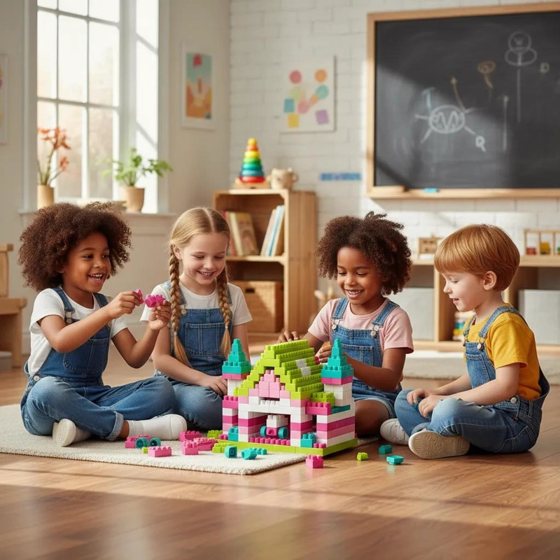 BLOQUES DIDACTICOS DE CONSTRUCCION 330 PIEZAS PARA NIÑOS - 6