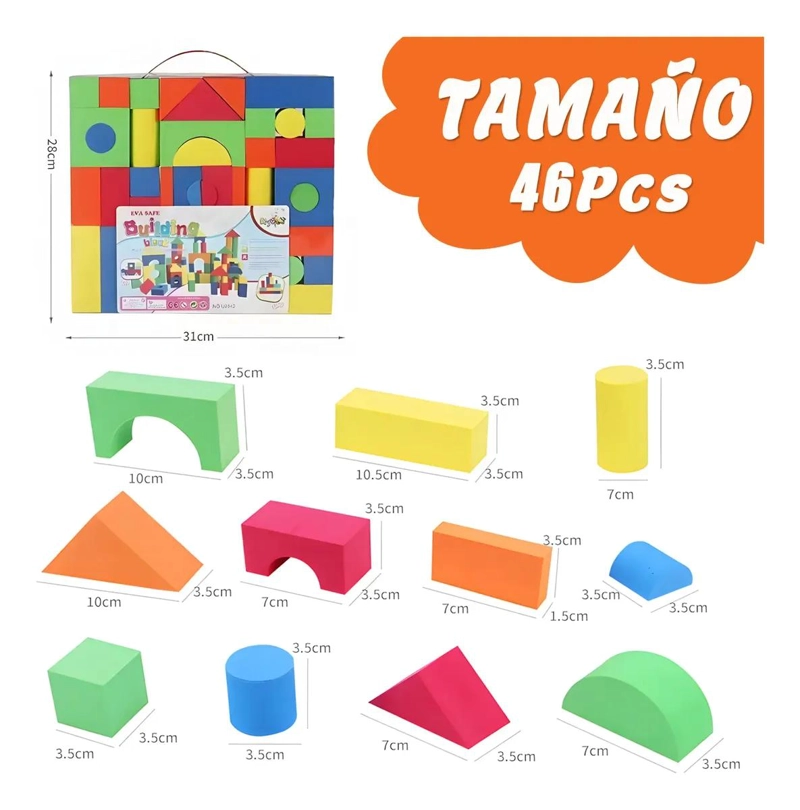 BLOQUES DE ESPUMA DE CONSTRUCCION PARA NIÑOS 46 PIEZAS - 2
