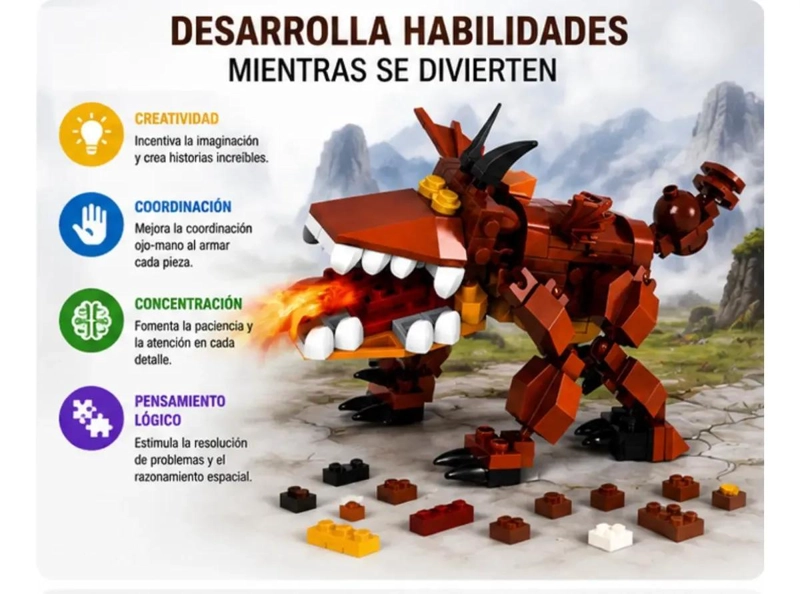 DRAGON ARMABLE DE 195 PIEZAS PARA CONSTRUCCION INFANTIL - 2