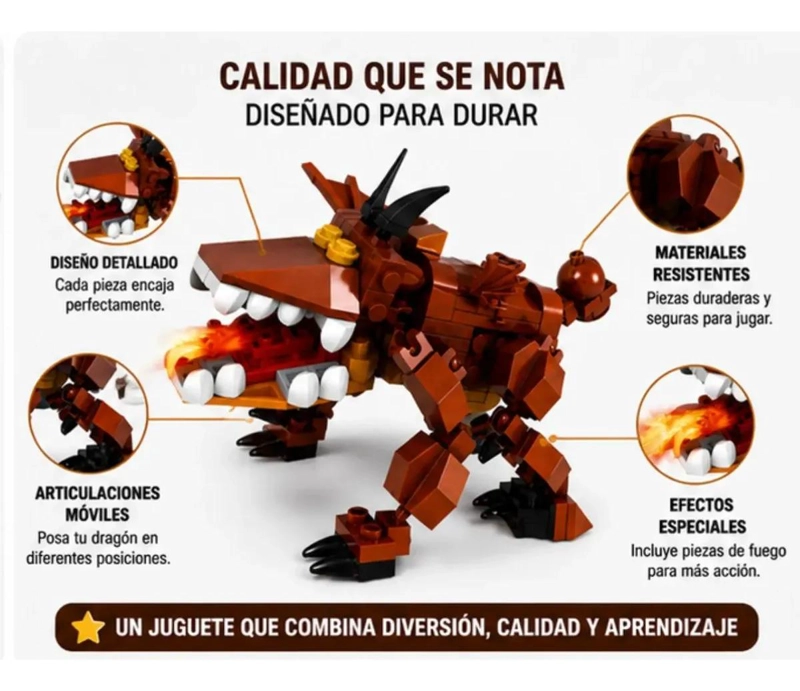 DRAGON ARMABLE DE 195 PIEZAS PARA CONSTRUCCION INFANTIL - 3