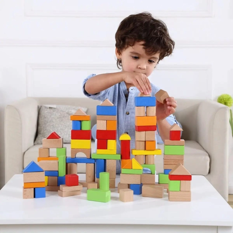 BALDE DE BLOQUES DE CONSTRUCCION DE MADERA PARA NIÑOS - 7