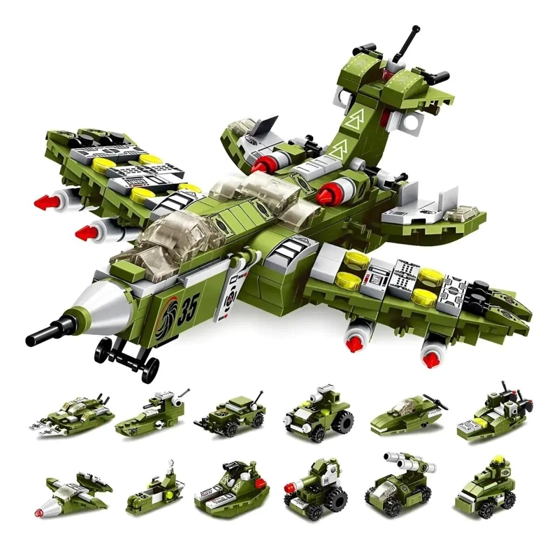 AVION MILITAR ARMABLE DE BLOQUES 576 PIEZAS PARA CONSTRUCCION - 1
