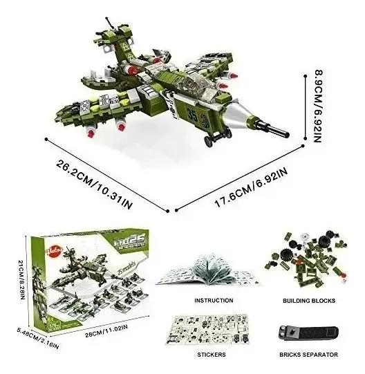 AVION MILITAR ARMABLE DE BLOQUES 576 PIEZAS PARA CONSTRUCCION - 2