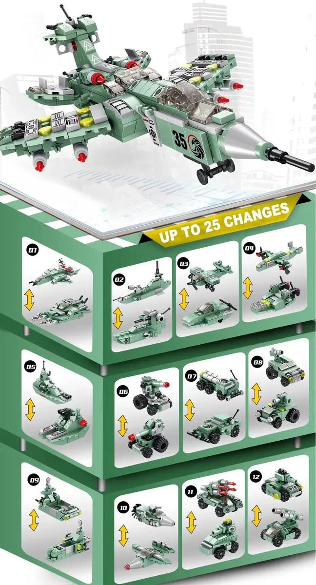 AVION MILITAR ARMABLE DE BLOQUES 576 PIEZAS PARA CONSTRUCCION - 3