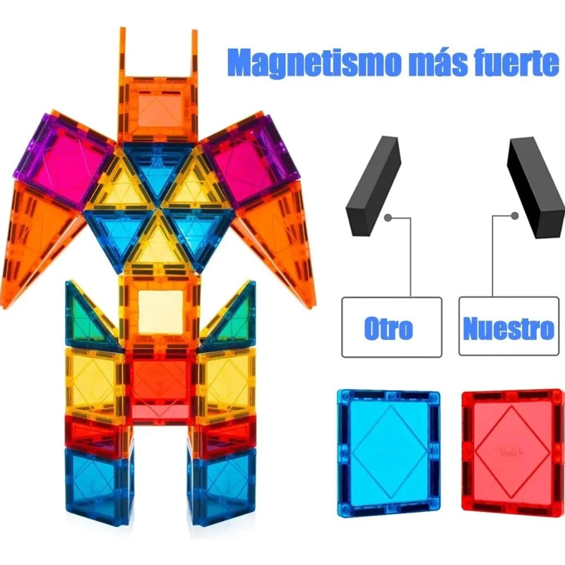 SET DE BLOQUES MAGNE TICOS COLORIDOS PARA CONSTRUCCION 60 PIEZAS - 3