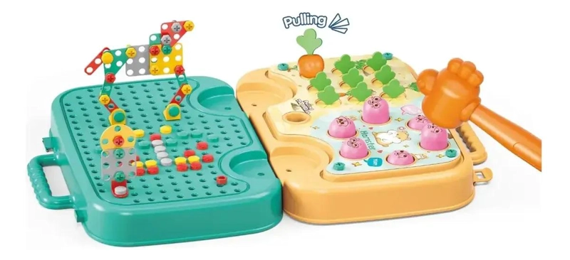 JUEGO DIDACTICO 3 EN 1 MALETIN AUTO CON TALADRO Y MOSAICO - 1