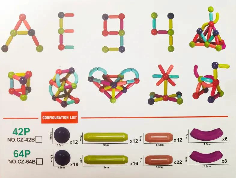 BLOQUES MAGNE TICOS DE CONSTRUCCION PARA NIÑOS 64 PIEZAS - 4