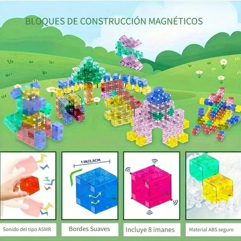 BLOQUES MAGNE TICOS DIDACTICOS PARA CONSTRUCCION 72 PIEZAS - 6