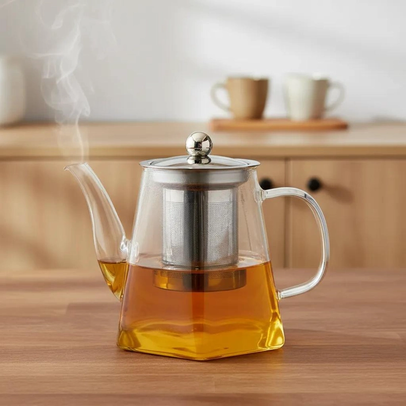 TETERA INFUSORA DE VIDRIO 800ML CON BASE ROMBO - 1