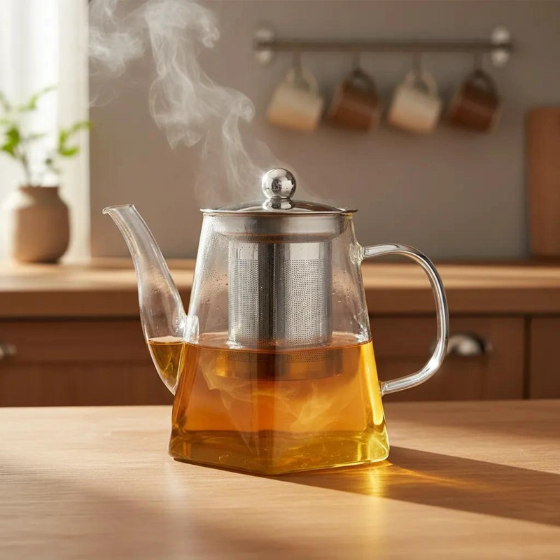 TETERA INFUSORA DE VIDRIO 800ML CON BASE ROMBO - 4