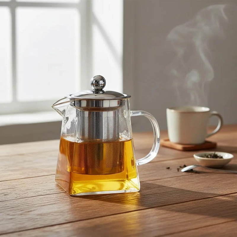 TETERA DE VIDRIO RESISTENTE AL FUEGO CON INFUSOR DE ACERO 550 ML - 3