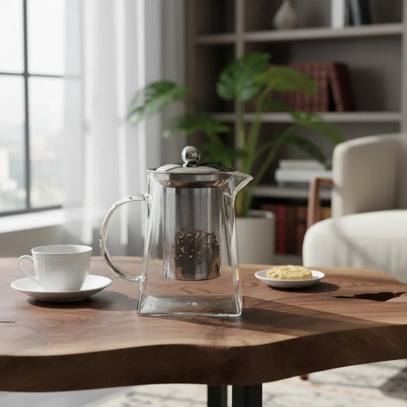 JARRA INFUSORA DE TE  DE BOROSILICATO Y ACERO 750ML - 1