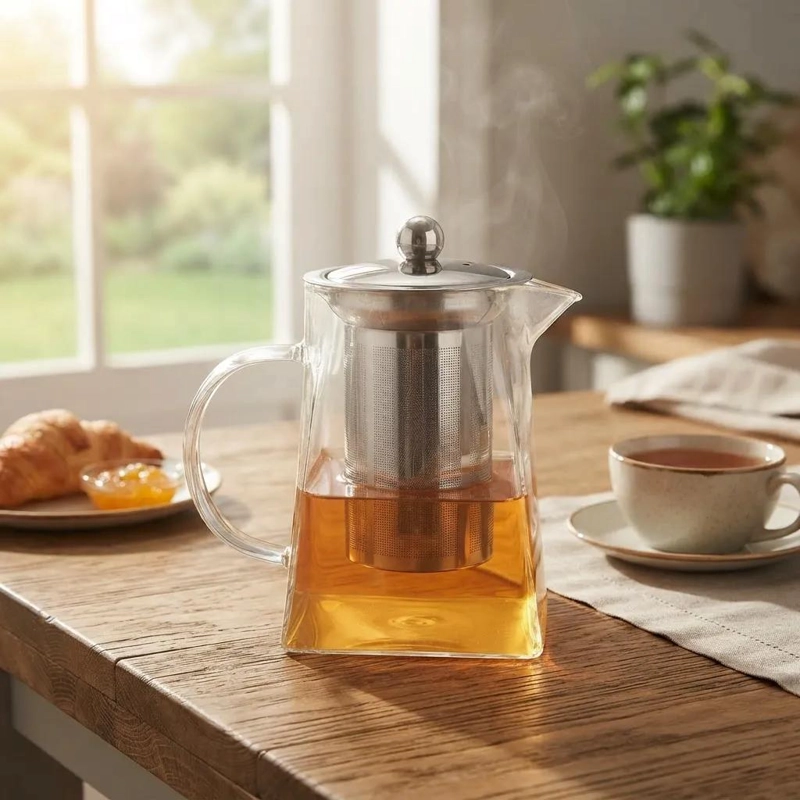 JARRA INFUSORA DE TE  DE BOROSILICATO Y ACERO 750ML - 3