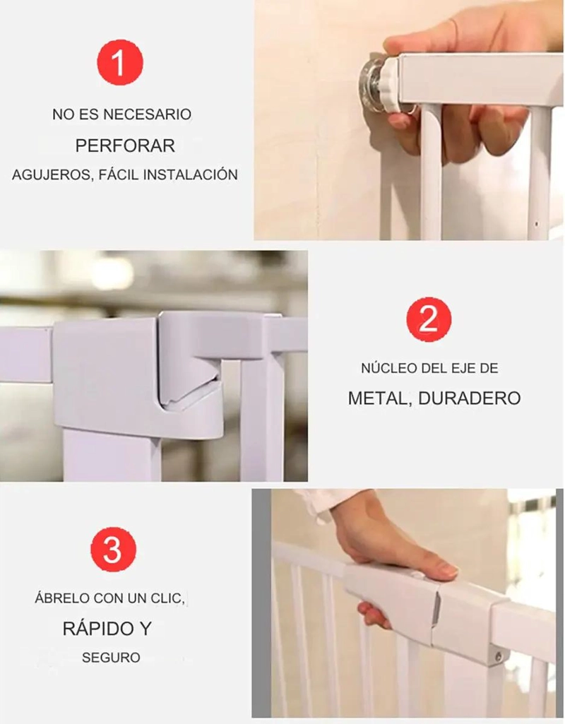 REJA DE SEGURIDAD AJUSTABLE PARA BEBE S Y MASCOTAS EN ESCALERAS - 4
