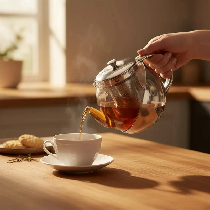 TETERA DE VIDRIO CON INFUSOR DE ACERO INOXIDABLE 900ML - 1
