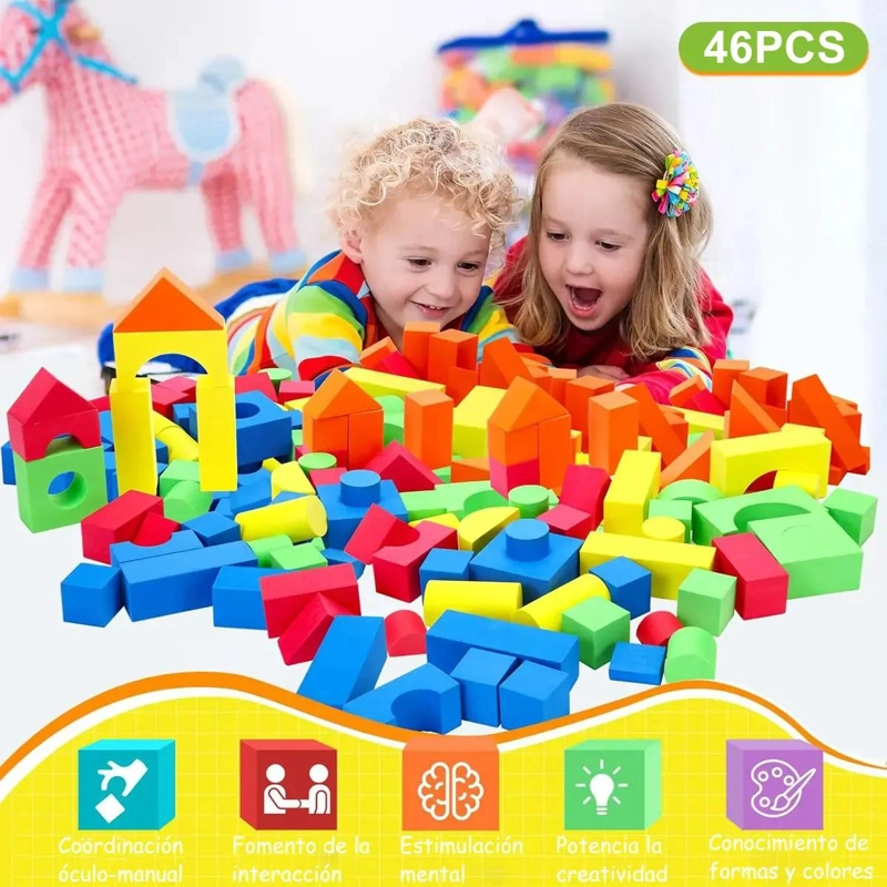 JUEGO DE 46 PIEZAS DE BLOQUES DE ESPUMA EVA PARA NIÑOS - 4